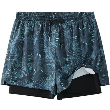 Men's 5" Quick Dry Swim Trunks Stretch Anti-Slip/Exposure Liner Vibrant Prints for Surfing Gym Beach Swimming Small Black/Gray