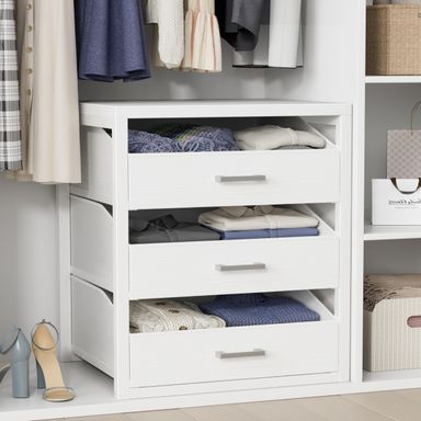 BOLUO Closet Drawers White 3 Drawer Dresser for Closet Organizers and Storage Bedroom Dorm Modern L(15.7"D x 21.1"W x 23.4"H) White