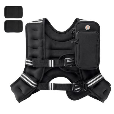 PACEARTH Weighted Vest,4lb/6lb/10lb/12lb/16lb/20lb/25lb/30lb Weight Vest with Reflective Stripe, Body Weight Vests Adjustable for Men, Women Workout, Strength Training, Running, Walking, Jogging 25 LBS Black
