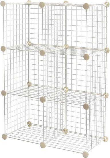 Amazon.com: Amazon Basics 6 Cube Wire Grid Stackable Storage Shelves, 12.6 x 26 x 38 inches, White : Tools & Home Improvement