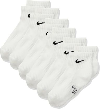 Amazon.com: NIKE Kids' Unisex Everyday Cushioned Ankle Socks (6 Pairs), White/Black, Small : Clothing, Shoes & Jewelry