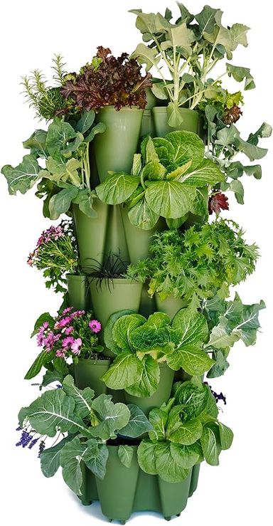 Amazon.com: Greenstalk Patented Large 5 Tier Vertical Garden Planter with Patented Internal Watering System Great for Growing a Variety of Strawberries, Vegetables, Herbs, & Flowers (Evergreen) : Patio, Lawn & Garden