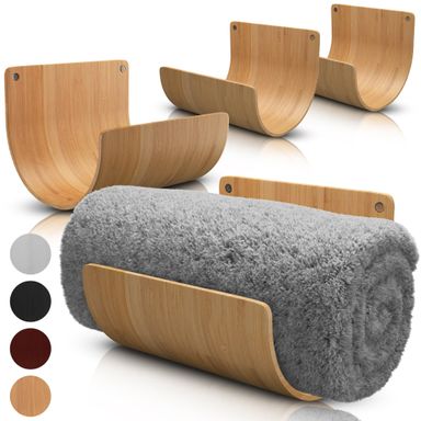 Bamboo Towel Rack by Aura Nest Set of 4 Wood Towel Racks Bamboo Bathroom Accessories -Wall Towel Holder for Rolled Towels Wooden Towel Racks for Bathroom Spa Bathroom - Natural Bamboo