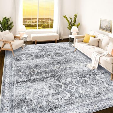 Istana 8x10 Area Rug - Light Grey 8x10 Rugs for Living Room - Foldable Rugs for Bedroom - Stain Resistant Washable Rug - Eco-Friendly Area Rugs - Easy to Clean Living Room Rug 8' x 10' (Rectangular) Light Grey