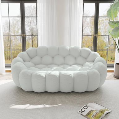 Bubble Sofa Couch,79.53'' Modern Curved Sofas for Living Room, 2 Seater LoveSofa Lazy Floor Sofa, Large Bean Bag Chair,Deep Seat Floor Sofas Chair Lounge for Office, Apartment,Light Gray 79.53"D Light Grey