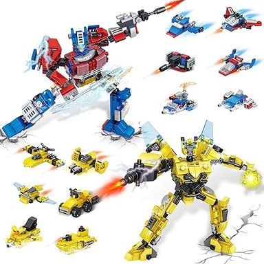 Amazon.com: 24 Packs Party Favors for Kids - Transform Robot Building Blocks, 12-in-1 Creative Action Mech Toy Building Set for Classroom Prizes Stocking Stuffers, Birthday Valentines Easter Gifts for Boys Girls : Toys & Games