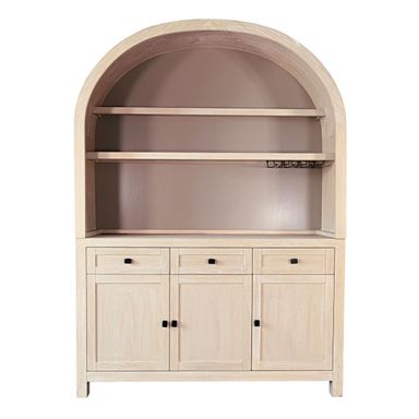 Sunny Designs Arched Wood Bar Hutch with Glass Storage