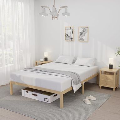 Amazon.com: 14 Inch Bamboo Bed Frame – Queen Size Solid Wood Platform Bed Frame, Strong and Stable, with Non-Slip Slats for Support, No Box Spring Needed, Easy to Assemble, Noise-Free (Natural, Queen) : Home & Kitchen