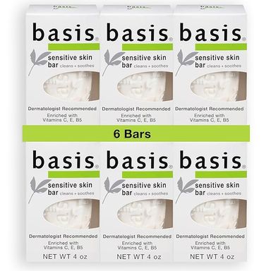 Amazon.com : Basis Sensitive Skin Bar Soap for Body, Hands and Face, Unscented Soap Bar for Sensitive Skin with Chamomile and Aloe Vera, 4 Oz, Pack of 6 : Bath Soaps : Beauty & Personal Care