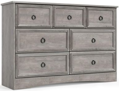LGHM Modern 7 Drawer Dresser, 47.24" Wide Dressers for Bedroom, Chest of Drawers Closet Organizers and Storage Clothes - Easy Pulls Handle, Textured Borders Living Room, Hallway, Gray