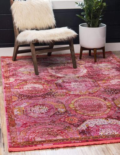 Unique Loom Baracoa Collection Area Rug - Coppelia (8' 4" x 10' Rectangle, Pink/ Ivory)