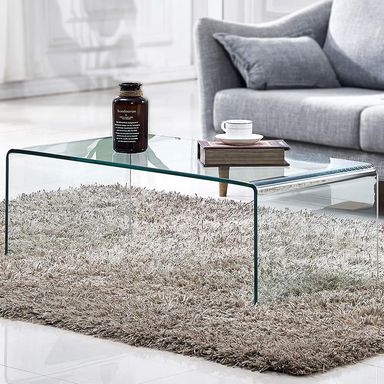Premium Tempered Glass Coffee Table,Small Modern Clear Coffee Table for Living Room,Match Well with Rug (39.4x19.7x13.8) Clear 39.4"x19.7"x13.8"