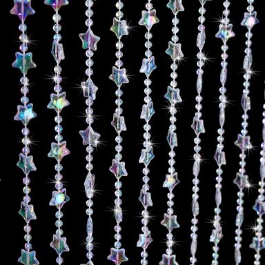 ANMINY 30 Strands Beaded Curtains Doorways Iridescent Crystal Door Beads Curtains High-Density Acrylic Hanging Doorway String Curtains for Window Living Room Wedding 35" x 79" - Stars 35"W x 79"L (Pack of 1) Shiny Stars