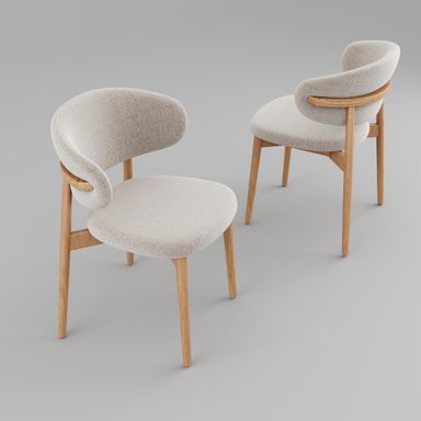 Solid Wood Dining Chairs Set of 2, Modern Upholstered Dining Chair with Curved Backrest, Natural Wood Legs (Oak, 18.11 in)