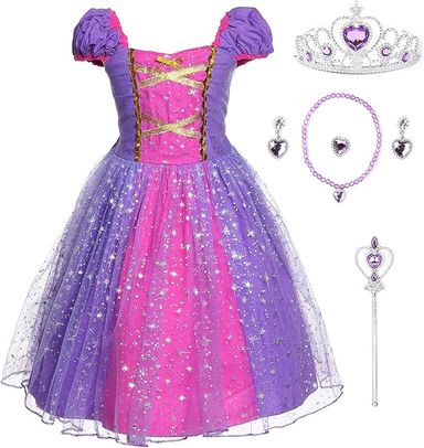 Amazon.com: JerrisApparel Girl Princess Costume Dress for Birthday Party (5, Purple with Accessories) : Clothing, Shoes & Jewelry