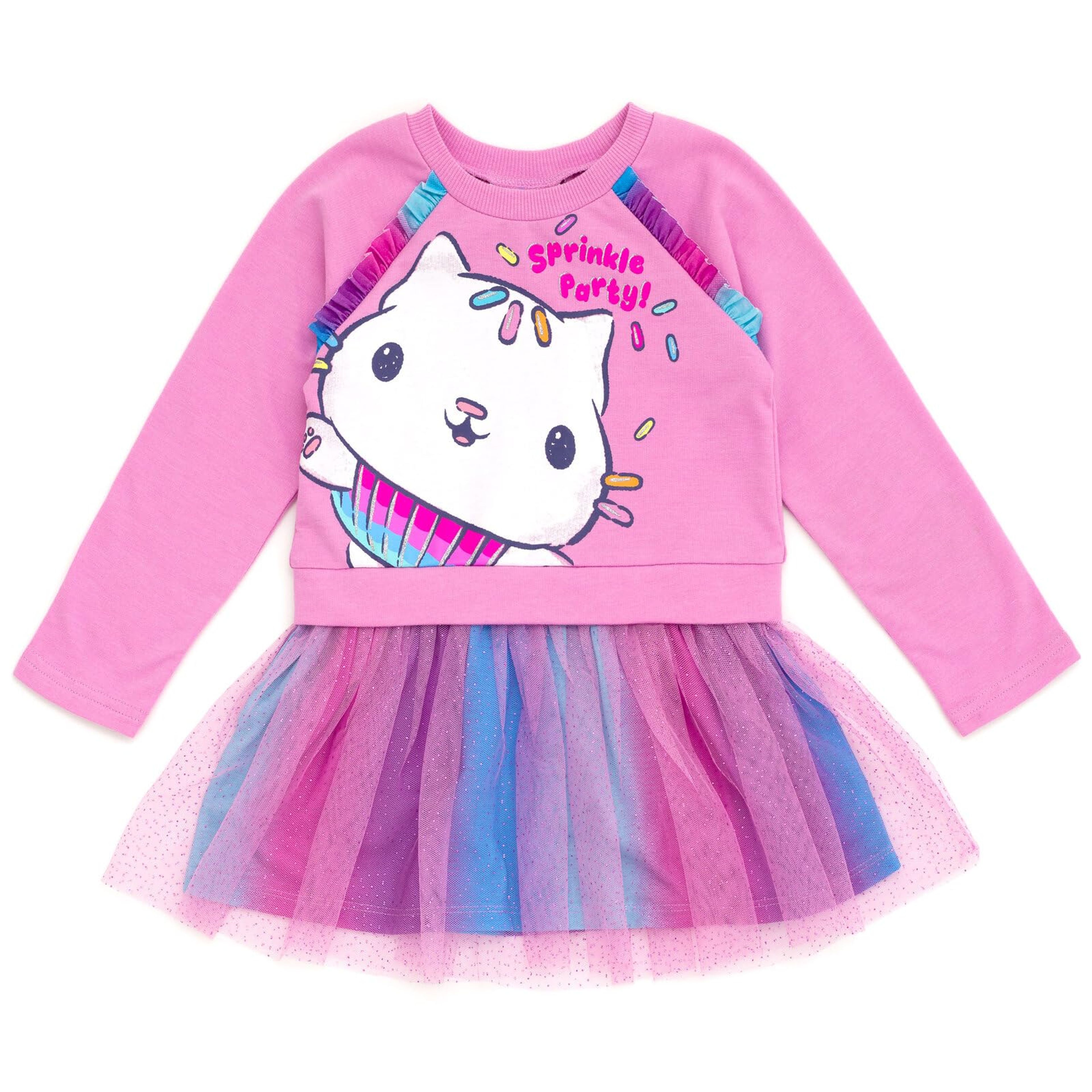 Gabby's Dollhouse Cakey Cat Purple French Terry Dress 3T