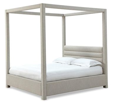 MODUS FURNITURE Rockford Upholstered Canopy Bed in Turtle Dove Linen, Queen (5/0)