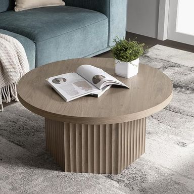 Amazon.com: SICOTAS Round Coffee Table for Living Room, Modern Fluted Circle Center Coffee Table with Storage, 32" Accent Tea Dining Table for Apartment, Grey Alder : Home & Kitchen