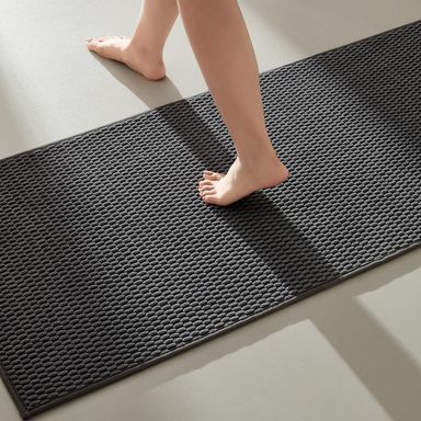 Bathroom Runner Rugs, Long Bath Mat Runner Washable Thin Quick Dry Low Pile Bathroom Runner Rugs Non Slip, Dark Grey 24"x70" 2' x 5'10" (Runner) Dark Grey