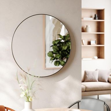 Amazon.com: Umbra Hubba Round Wall Mirror with Metallic Frame, Modern Style for Bathroom, Entryway, Living Room and More, 34-Inch, Titanium : Home & Kitchen