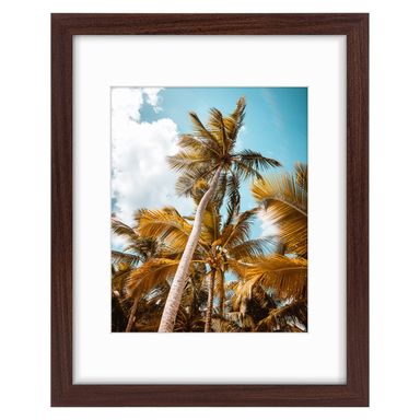 Frametory, 11x14 Picture Frame with Mat for 8x10 Photo - High Definition Glass Wide Molding - Preinstalled Wall Mounting Hardware (Brown, 1 Pack) 11x14 (1 Pack) Brown
