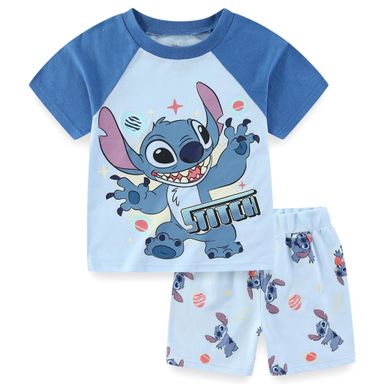 Disney Lilo & Stitch Boys Short Sleeve T-Shirt and French Terry Shorts Set for Big Kids