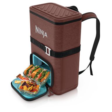 Ninja FrostVault Go 24-Can Soft Cooler Backpack with Cold Dry Zone Storage, Ergonomic Straps for Lightweight Carrying, Premium Heavy Duty Insulated Cooler, Keeps Ice for Hours, Canyon Red, FF124MR