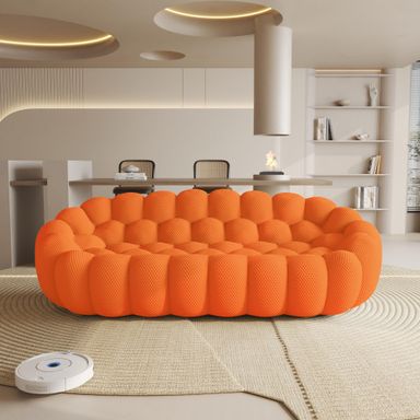 Bubble Sofa Couch,98'' Modern Curved Sofas for Living Room, 3 Seater Lazy Floor Sofa, Large Bean Bag Chair,Deep Seat Floor Sofas Chair Lounge for Office, Apartment(Orange)