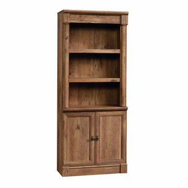 Sauder Palladia Library with Doors/Book Shelf, L: 29.37" x W: 13.90" x H: 71.85", Vintage Oak