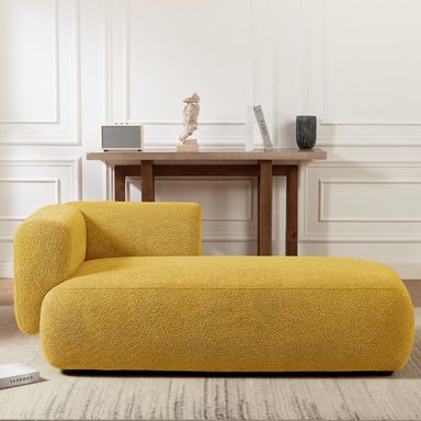 Upholstered Chaise Lounge Indoor for Living Room Bedroom Office Chaise Lounge Sofa：Boucle Fabric Modern Leisure Sofa Recliner Chair Sleeper Indoor (Boucle Yellow)
