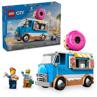 LEGO City Donut Truck Toy - Building Toy for Kids, Boys and Girls, Ages 5+ - Mobile Donut Stand with 2 Minifigures and Other Accessories - Fun Gift Idea for Birthdays and Holidays - 60452