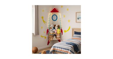 PUTSKA Corner Stuffed Animal Storage Organizer - Stuffed Animal Holder, Stuffy Storage, Space-Saving Plushies and Toy Corner Organizer for Kids Room - Spaceship