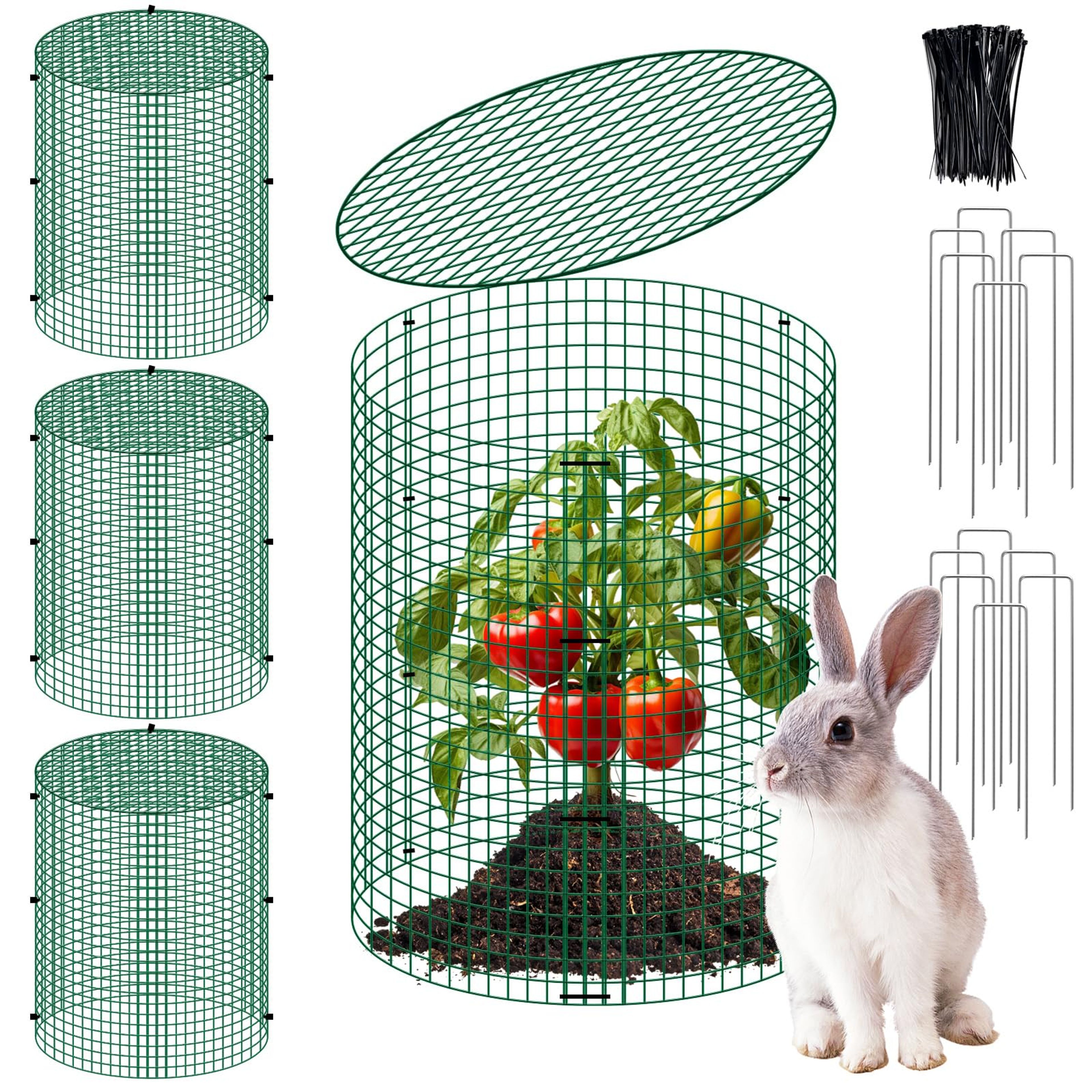 4-Pack 13"x16" Wire Plant Protector Cages for Gardens