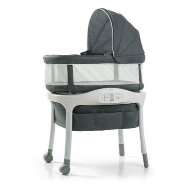 Graco Sense2Snooze Bassinet with Cry Detection Technology | Baby Bassinet Detects and Responds to Babys Cries to Help Soothe Back to Sleep, Ellison, 19 D x 26 W x 41 H Inch (Pack of 1) Ellison hardwood fabric Mesh