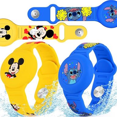 Amazon.com: 2 Pack AirTag Bracelet for Kids, Waterproof Cute Cartoon Air tag Holder for Kids with Watch Band Design, Full Coverage Silicone Airtag Hidden Accessories for Child, Healthy Material Blue + Yellow : Electronics