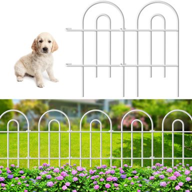 AMAGABELI GARDEN & HOME 25 Panels 24in(H)×35ft(L) Decorative Garden Fences and Borders for Dogs No Dig Rustproof Metal Fence Panel Garden Edging Border Animal Barrier Fencing for Flower Bed Yard White White 24in x 35ft