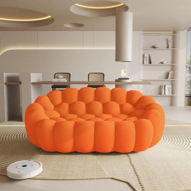 Bubble Sofa Couch,79.53'' Modern Curved Sofas for Living Room, 2 Seater LoveSofa Lazy Floor Sofa, Large Bean Bag Chair,Deep Seat Floor Sofas Chair Lounge for Office, Apartment(Orange)