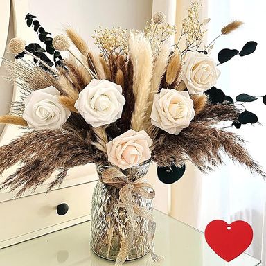 Amazon.com: 100pcs Artificial Flower Arrangements with Vase Included, Dining Table Centerpiece Decorations, Dried Pampas Grass Floral Centerpieces, Coffee Table Decor, Fake Flowers in Vase, Centro de Mesa : Home & Kitchen