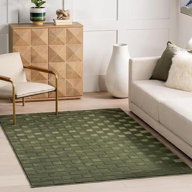 Amazon.com: nuLOOM 6' 7" x 9' SuperiorWash Indoor Area Rug, 100% Recycled PET, Machine Washable, Oeko-TEX Certified, Medium Pile, Pet-Friendly, Alaiya Checkered Green : Home & Kitchen