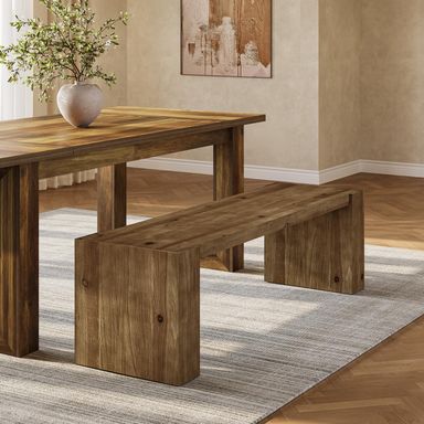Solid Wood Dining Bench, 59" Long Indoor Kitchen Table Bench Seat with Sturdy Frame for Dining Room, Kitchen, Restaurant, Easy Assembly
