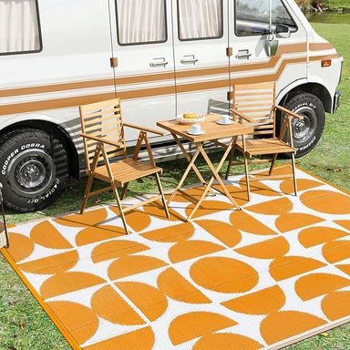 Amazon.com: Wonnitar Waterproof Outdoor Rug 5x8, Reversible Plastic Straw RV Rug for Camping, Outside Patio Area Rug, Indoor Outdoor Portable Mat for Picnic Backyard Balcony Deck Decor (Orange,5'x8') : Patio, Lawn & Garden