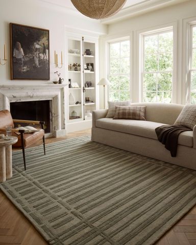 Loloi Chris Loves Julia Bradley Collection, Sage & Olive, 5'-0" x 7'-6" Area Rug – Classic Striped Area Rugs for Living Room, Bedroom, Entryway & Hallway, High Traffic Area Home Decor Rug Sage / Olive 5' x 7'6" (Rectangular) Striped