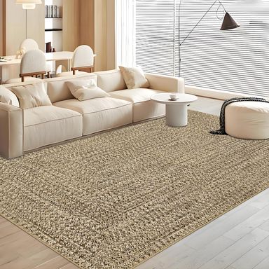 Washable 8'x10' Rug for Living Room - Modern Bedroom Natural Imitation Braided Large Area Carpet - Non Slip, Stain Resistant for Nursery, Dining Room