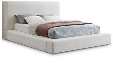 Meridian Furniture DevinCream-K Devin Collection Modern | Contemporary Bed with Luxe Linen Textured Fabric, 97" W x 92.5" D x 45" H, Cream, King Bed