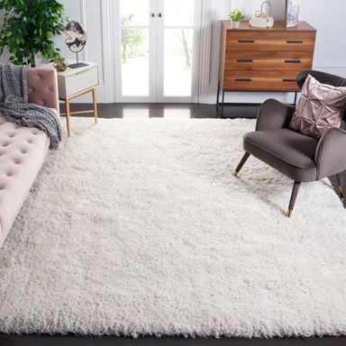 SAFAVIEH Luxe Shag Collection Area Rug - 9' x 12', Bone, Handmade Glam, 3.2-inch Thick Ideal for High Traffic Areas in Living Room, Bedroom (SGX160B) 9' x 12' (Rectangular) Bone