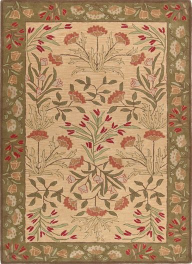 Handmade Floral Adeline Beige/Blue Tulips Traditional Crafted Wool Area Rug for Living Room Bedroom and Kitchen (Multi, 8X5 FT) 5' x 8' (Rectangular) Multi Color