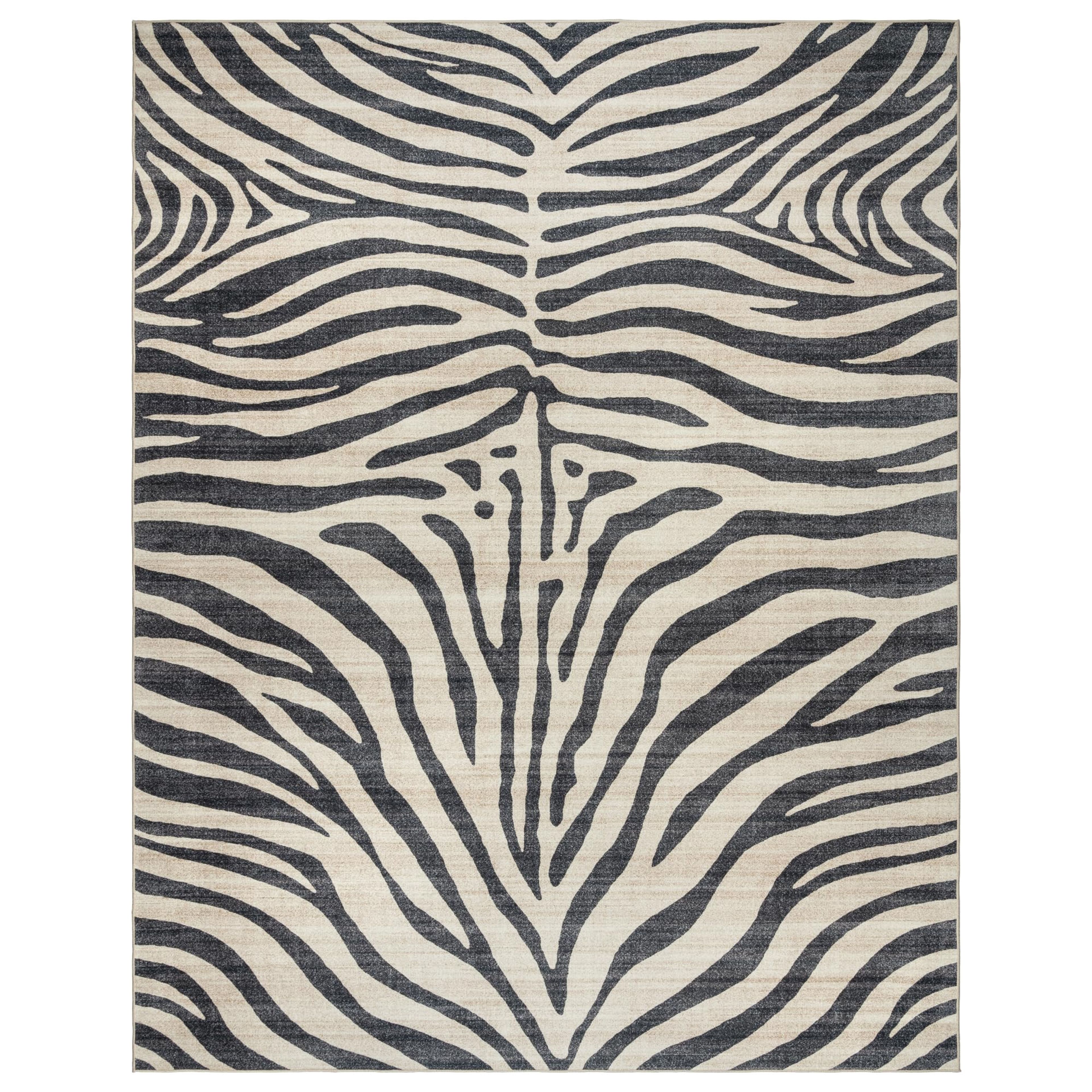 Gertmenian Boho Zebra Area Rug 8x10 Non-Slip Black White
