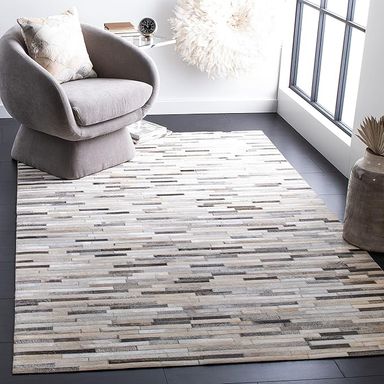Amazon.com: SAFAVIEH Studio Leather Collection 4' x 6' Ivory/Grey STL809A Handmade Mid-Century Modern Leather Area Rug : Home & Kitchen