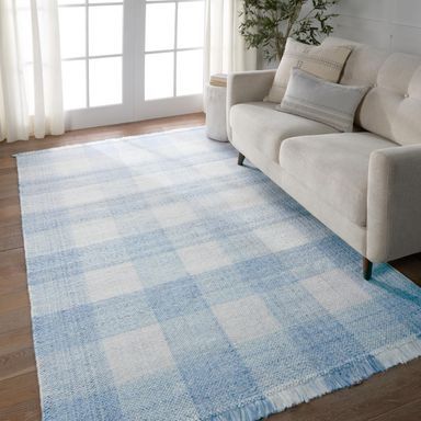Jaipur Living, Outdoor 5x8 Area Rug, Farmhouse Striped Light Blue/Ivory Patio Rug