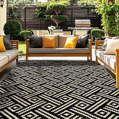 Amazon.com: OPPODREAM Outdoor Rug 5x8 Ft, Waterproof Outdoor Plastic Straw Rug for Patio, Reversible Out Door Carpet for Camping, Deck, Rv, 5 x 8 Area Carpet for Balcony, Porch, Backyard, Black and Beige : Patio, Lawn & Garden